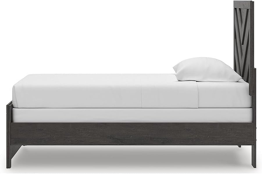 Signature Design by Ashley Prendonea Farmhouse Twin Panel Bed, Foundation or Box Spring Needed, Gray