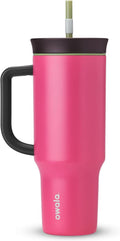 Owala Stainless Steel Triple Layer Insulated Travel Tumbler with Spill Resistant Lid,Straw,and Carry Handle,BPA Free,40 oz,Pink (Watermelon Breeze),(Pack of 6)