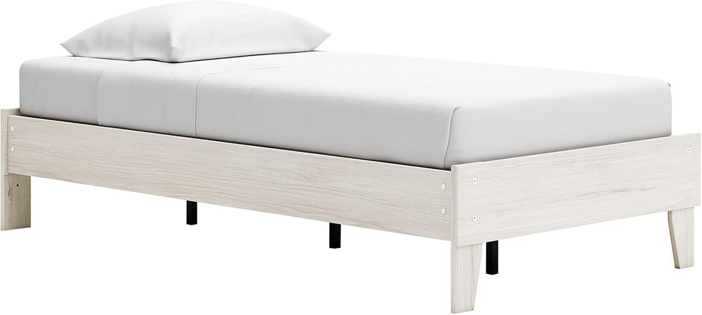 Signature Design by Ashley Socalle Casual Farmhouse Platform Bed Frame, Twin, Natural Beige