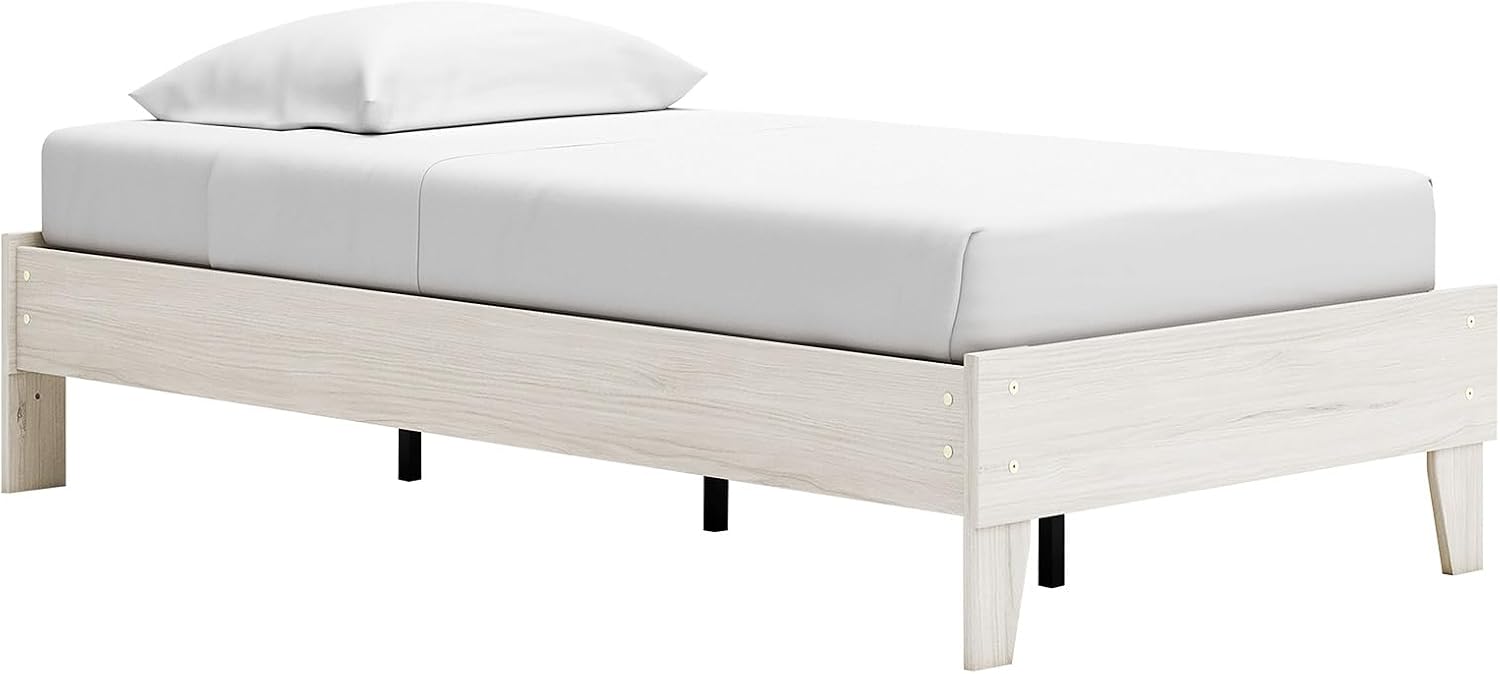 Signature Design by Ashley Socalle Casual Farmhouse Platform Bed Frame, Twin, Natural Beige