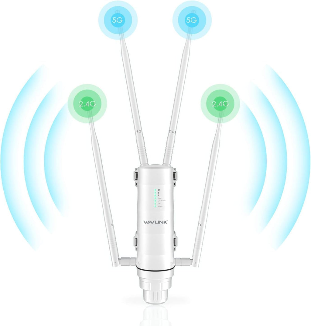 WAVLINK 2025 AC1200 Outdoor Long Range Weatherproof Dual Band WiFi Extender/Wireless Access Point with Outside PoE Powered,Gigabit Port,Supports Router/AP/Repeater Modes for Courtyard,RV,Campsite