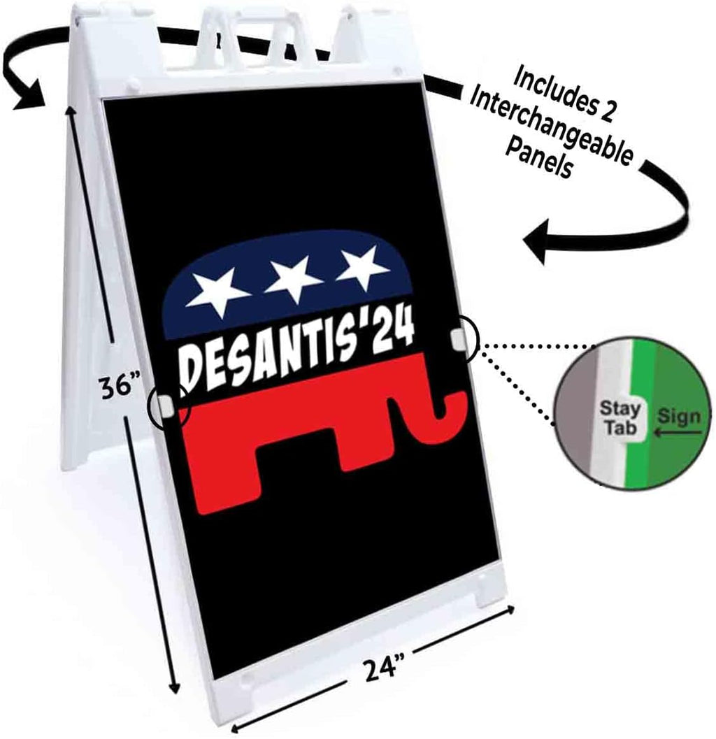 Desantis 2024 (24' X 36') Deluxe A-Frame Signicade, Includes 2 Removable Panels & Stand | Election, Political, Republican, Vote