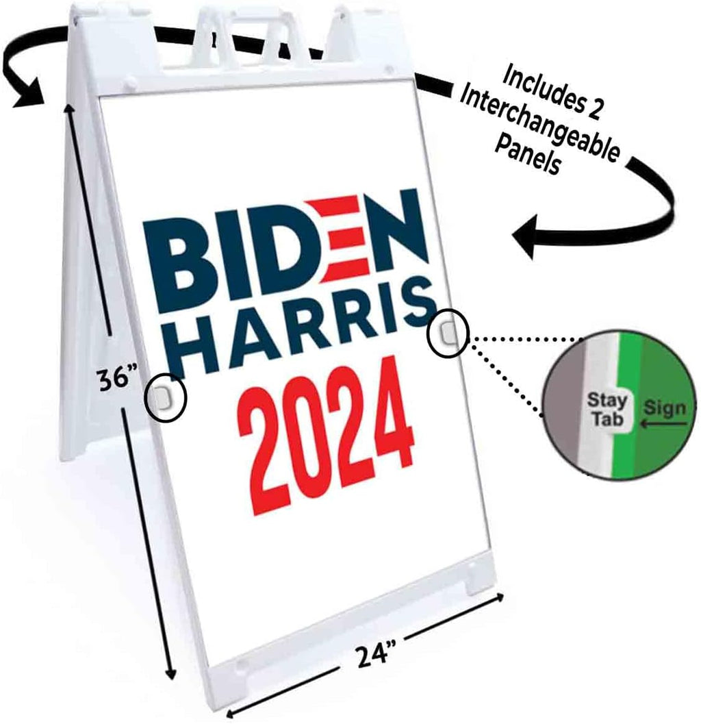 Biden Harris 2024 (24' X 36') Deluxe A-Frame Signicade, Includes 2 Removable Panels & Stand | Election, Political, Democrat, Vote