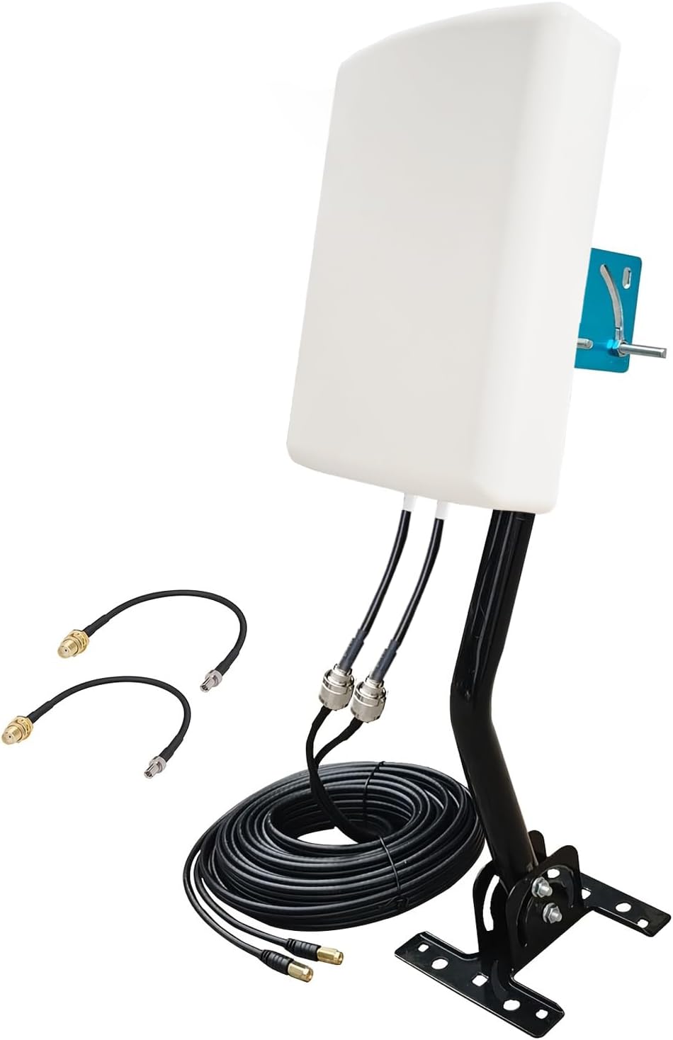 5G/ 4G/ LTE/ 2x2 MIMO Antennas Outdoor Directional Panel Antenna for Routers with Detachable Antenna, Support Verizon AT&T Sprint T-Mobile Home Internet, with TS9 SMA Cable J-Mount Pole (Full Kit)