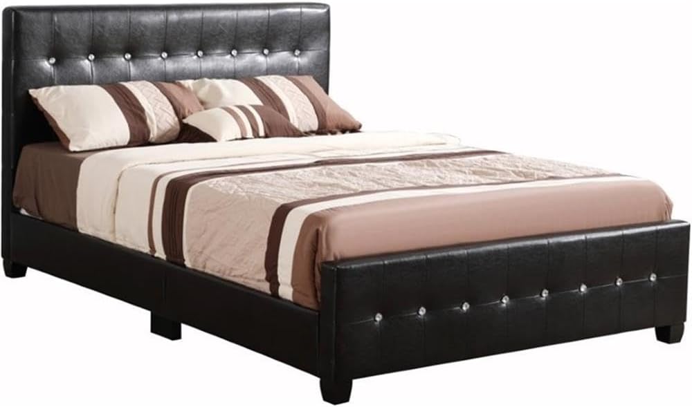 Glory Furniture Diamond Faux Leather Upholstered Queen Bed in Black