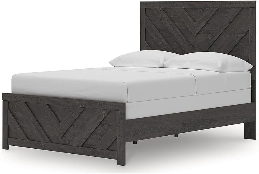 Signature Design by Ashley Prendonea Farmhouse Full Panel Bed, Foundation or Box Spring Needed, Gray