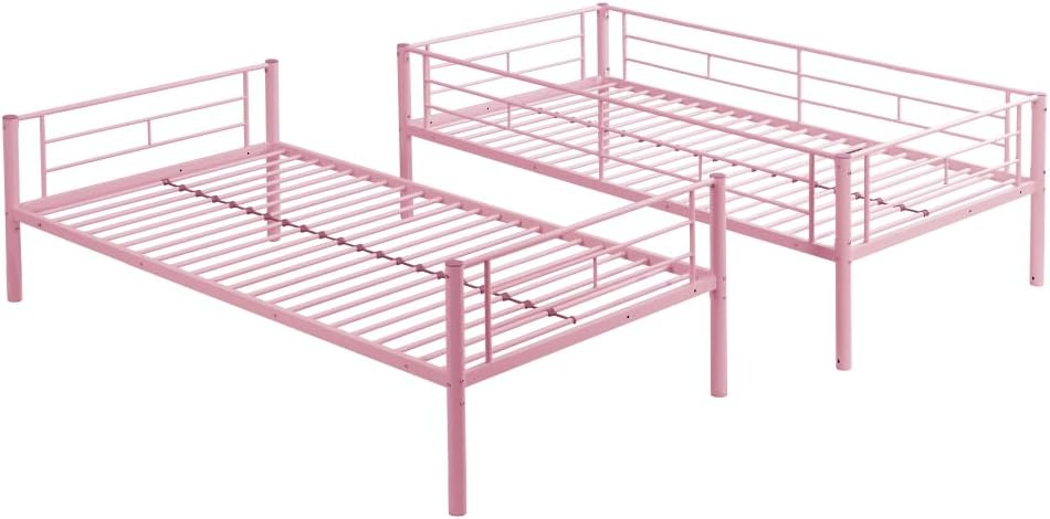 BUNK Bed Pink Twin Over Twin (Pink + Metal)