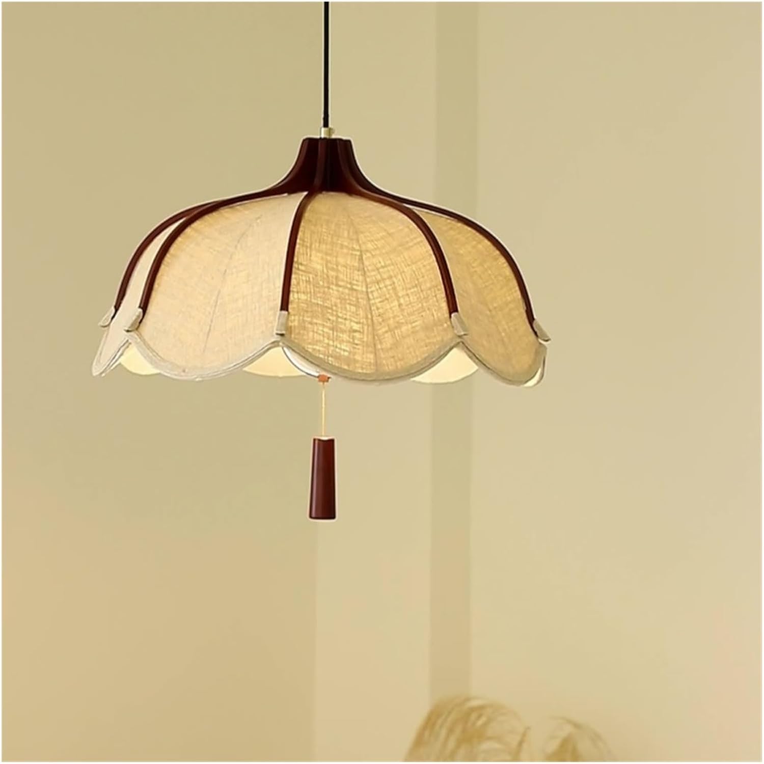 Chinese Style Wood Led Fabric Pendant Lights Dining Room Drop Chandelier Home Decor Led Lamparas Bedroom Luminarias