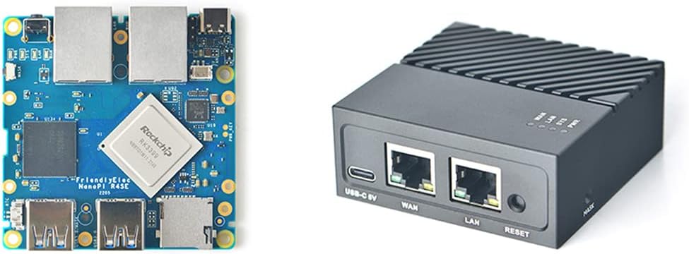 Nanopi R4SE Computer Mini WiFi Router OpenWRT - Dual 2.5G Gbps Ethernet - 4GB LPDDR4 RAM 32GB eMMC - Rockchip RK3399 SoC for IoT NAS Smart Home Gateway Support Linux Ubuntu (with MAC Chip)
