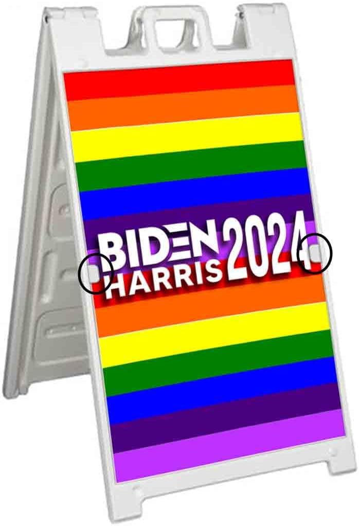 Biden Harris 2024 (24' X 36') Deluxe A-Frame Signicade, Includes 2 Removable Panels & Stand | Election, Political, Democrat, Vote