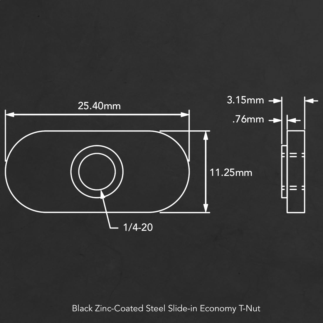 8020, 25-3382, 25 Series Steel 1/4-20 Centered Slide in Economy T-Nut Steel T-Slot Accessories for 80/20 Aluminum Extrusion Hardware Nuts (2500)