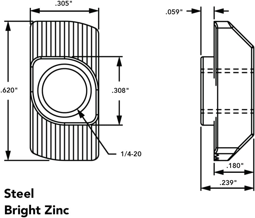 8020, 3933, 15 40 Series 1/4-20 Standard Drop in T-Nut Steel Nut T-Slot T-Slotted Accessories for 80/20 Aluminum Extrusion Hardware 1/4 Nuts (100 Pack)