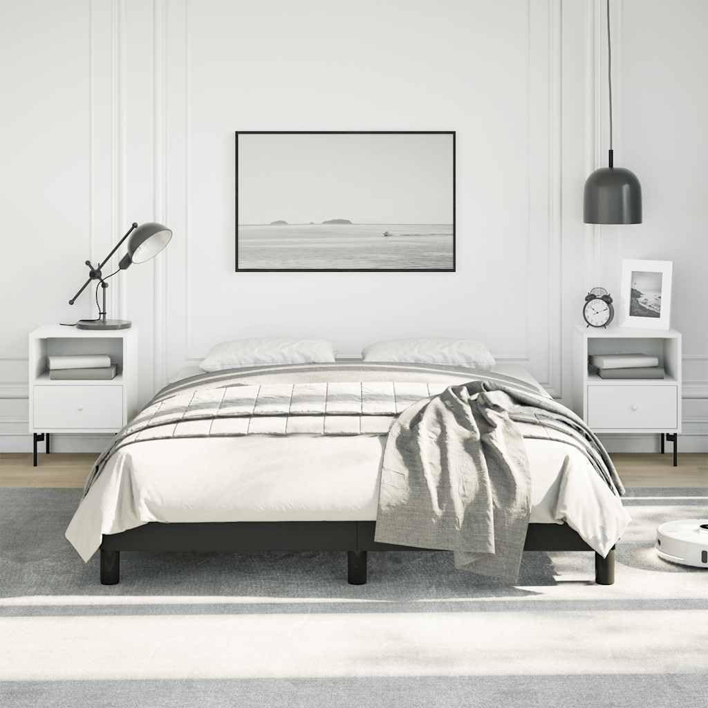 Full Size Bed Frame Black 53.9'x74.8' Platform Bed Frame with Faux Leather Upholstery Sturdy Wood Slats No Box Spring Needed Modern Bedroom Furniture