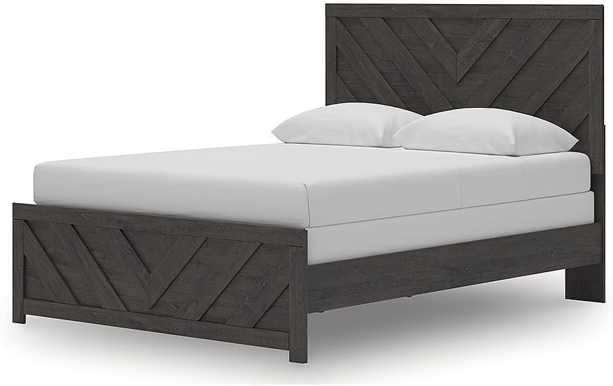 Signature Design by Ashley Prendonea Farmhouse Queen Panel Bed, Foundation or Box Spring Needed, Gray