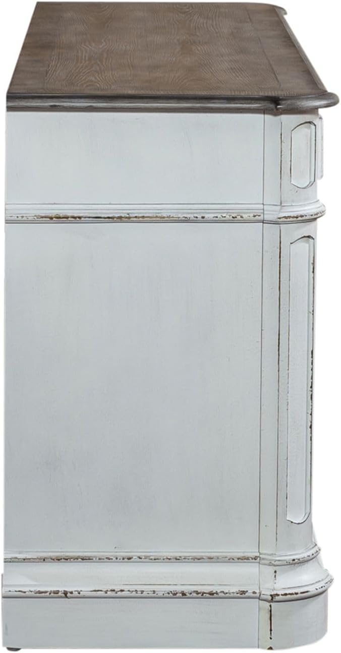 Liberty Furniture Magnolia Manor Filing Credenza for Home Office - Antique White & Weathered Bark