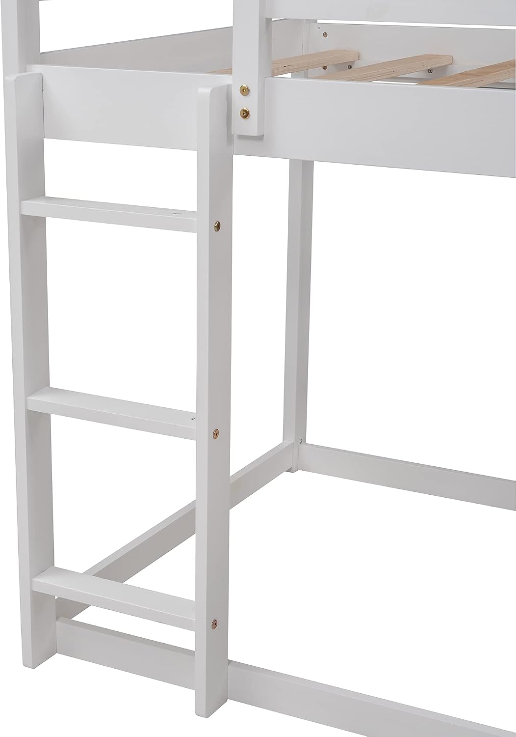 Bunk Bed for Kids Toddlers, Twin Over Twin House Shape Bunk Beds Frame with Slide, Can be Decorated Tent, Boys Girls Bedroom Dormitory Furniture (White-House Shape)