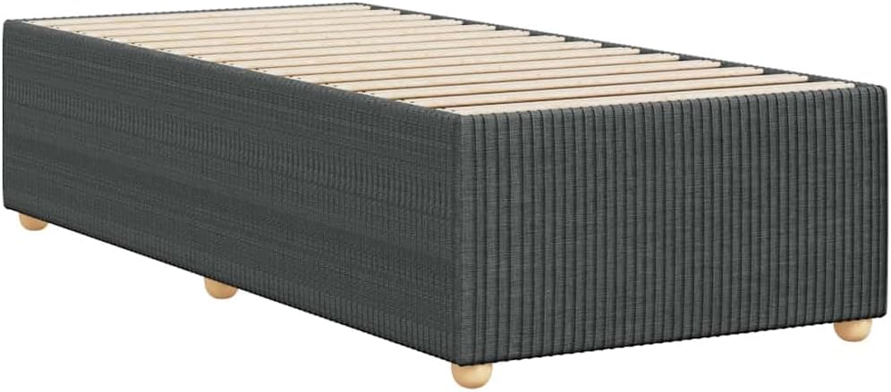 Dark Grey Twin Fabric Bed Frame with Breathable Polyester and Engineered Wood Construction, Modern Design for Bedroom, Sturdy Plywood Support and Easy Assembly