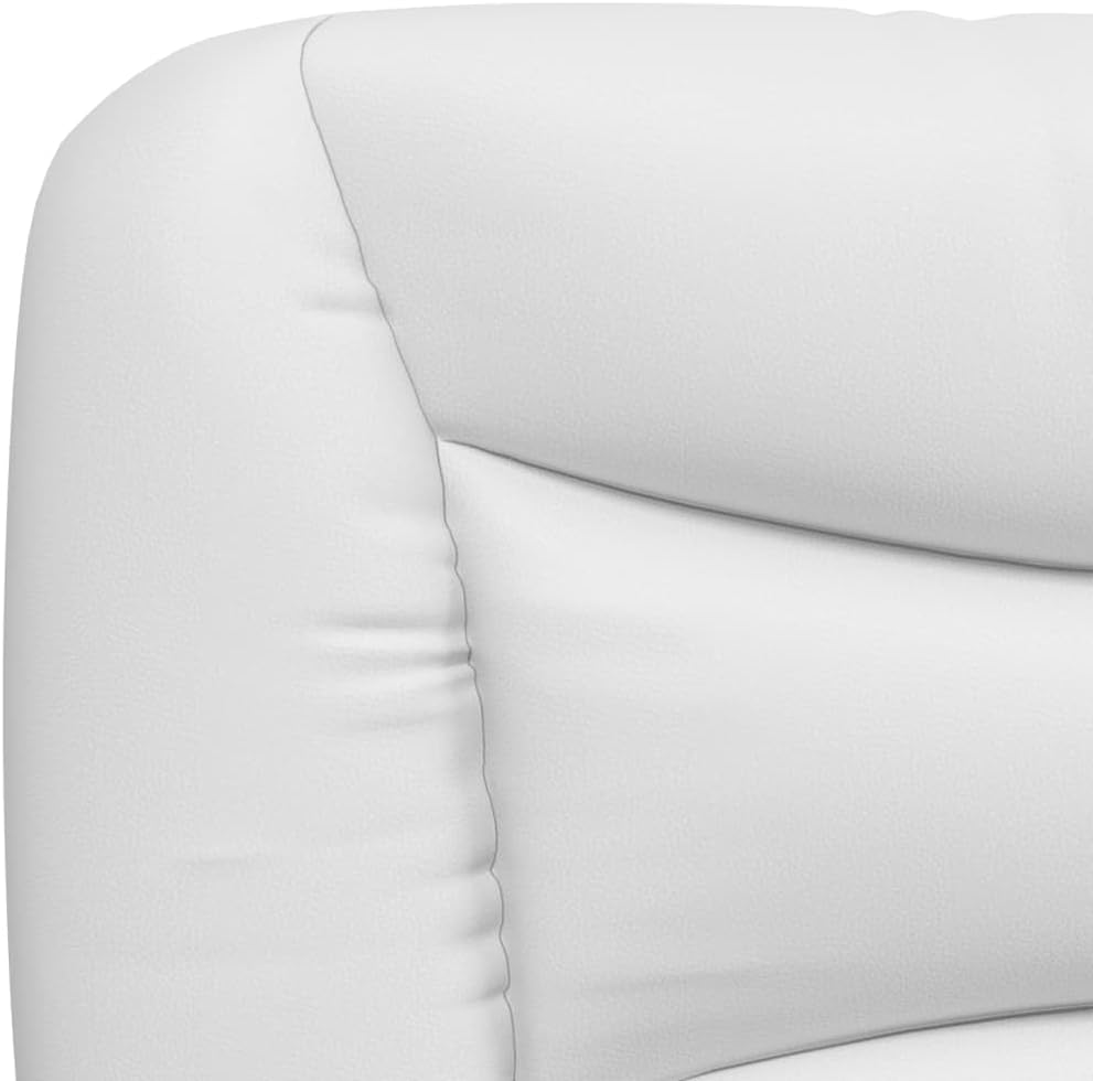 Modern White Faux Leather Bed Frame with Upholstered Headboard and Underbed Storage Space, Sturdy Metal Platform Foundation for Bedroom Furniture Set, Easy Assembly Design
