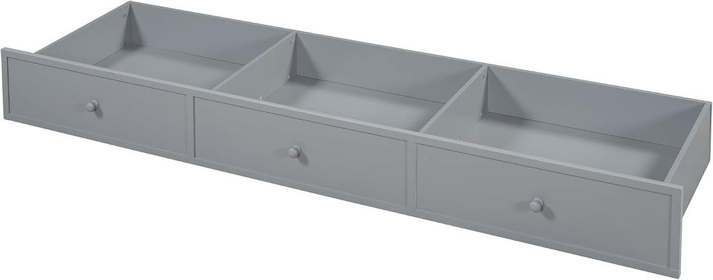 Full Size Daybed with Storage Shelves and Study Desk, Wooden Daybed Sofa Bed Frame with 3 Drawers and USB Ports for Office Living Room Bedroom, Maximize Space (Gray-22U)