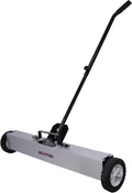 Magnetic Sweeper with Wheels, 24 Inch, Rolling Magnetic Pick Up Tool, Adjustable Handle
