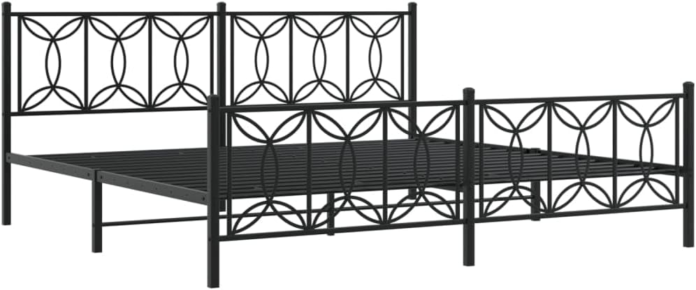 Full Bed Frame Black Steel Modern Rectangular with Underbed Storage for Bedroom and Guest Room – Contemporary Design Durable Material Easy Assembly