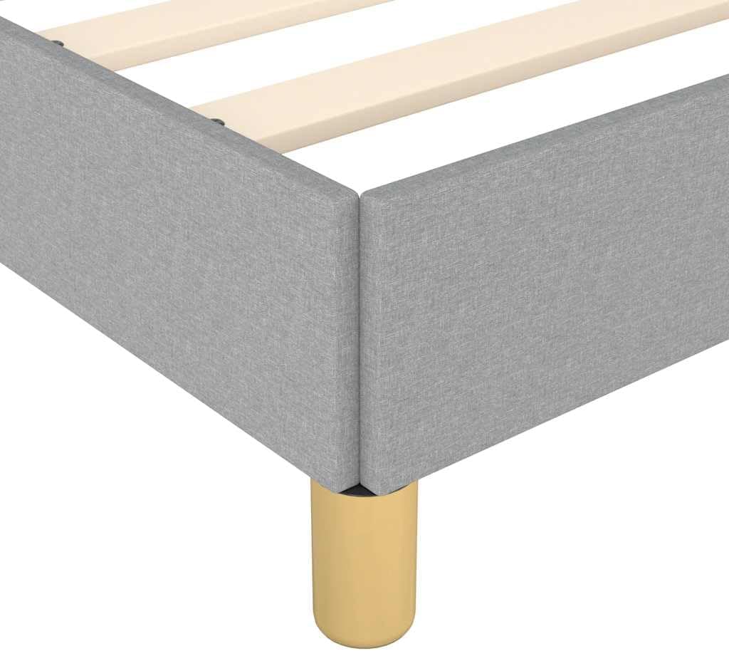 Light Grey Twin Bed Frame with Headboard, Durable Upholstered Platform Frame with Breathable Slats for Modern Bedroom Decor, Easy Assembly Included
