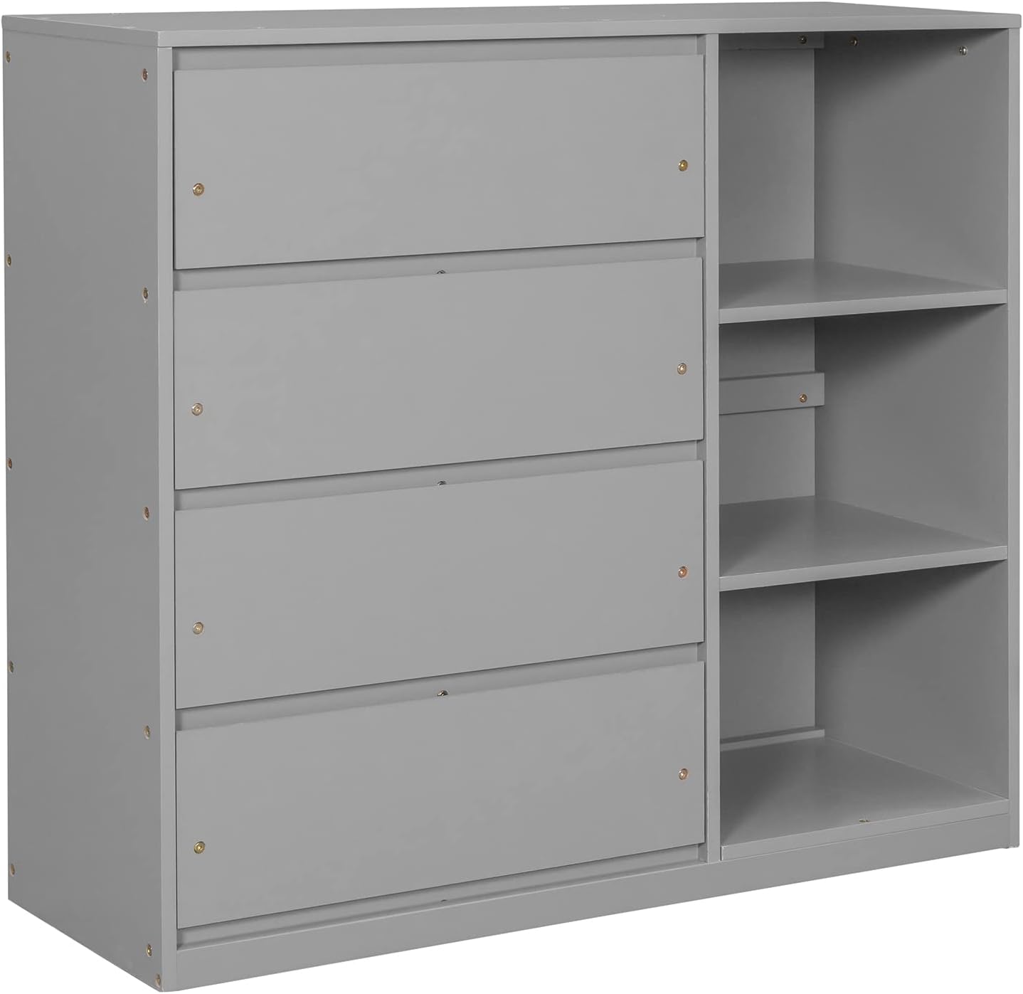 Twin-Over-Twin Size Bunk Bed, Bedroom Furniture Pine Wood Bed Frame with Storage Drawers and Open Shelves, Drawers and Shelves Set Can Be Moved, for Kids & Teens (Gray)