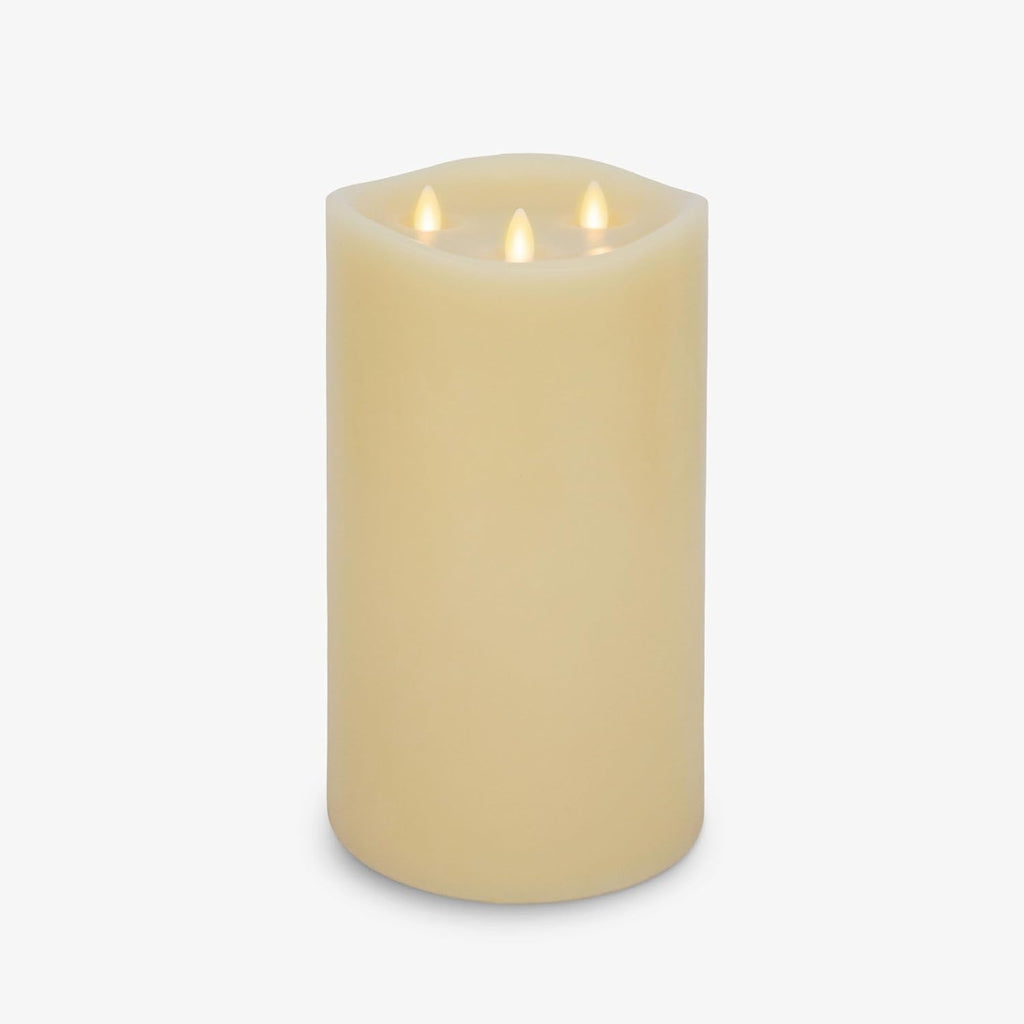 Luminara Tri-Flame Flameless LED Candle, Ivory 5.8' x 9.7', Moving Flame Real Wax Home Decor Battery Operated Emergency Light, Religious Ceremony Safe