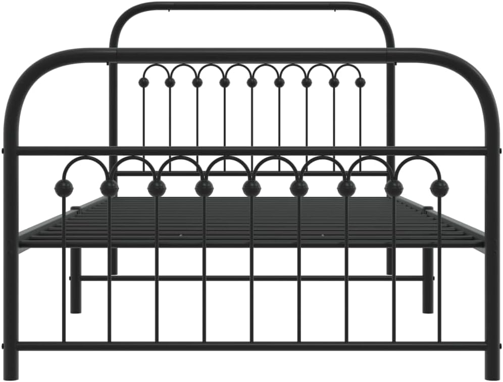 Metal Bed Frame with Footboard Black Steel Platform Bed Frame 39.4'x78.7' Heavy Duty Bedframe Underbed Storage Space for Bedroom Furniture