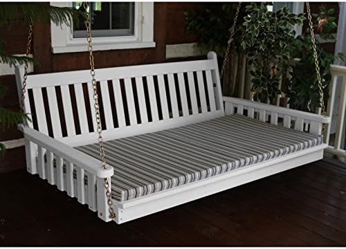 A & L Furniture Yellow Pine Twin Mattress Traditional English Swing Bed, 75', White