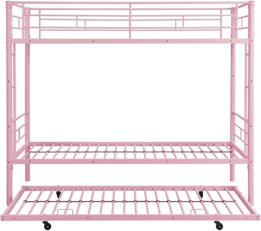 BUNK Bed Pink Twin Over Twin (Pink + Metal-1)