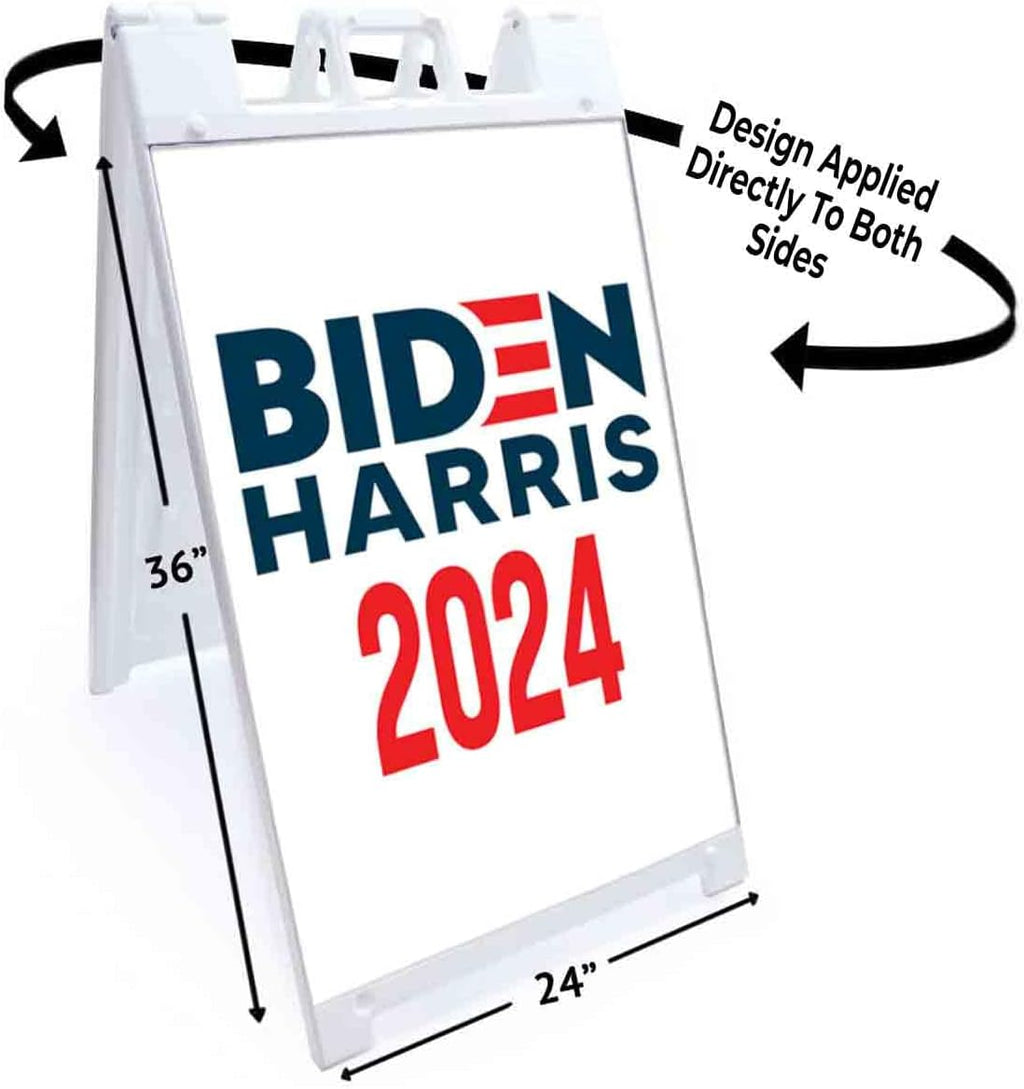 Biden Harris 2024 (24' X 36') Standard A-Frame Signicade, Includes Decal Applied to Stand | Election, Political, Democrat, Vote