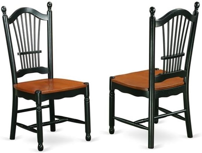 East West Furniture SUDO3-BCH-W 3 Piece Dining Set Contains a Round Dining Table with Dropleaf & Shelves and 2 Kitchen Chairs, 42x42 Inch, Black & Cherry