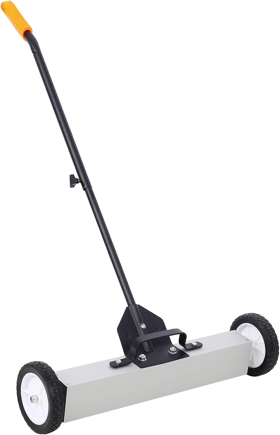 Magnetic Sweepers with Release Heavy Duty Push-Type 24'' Rolling Magnetic Pick-Up Sweeper Ergonomic Adjustable Long Arm for Nails Needles Screws Collection Metal Black and Silver