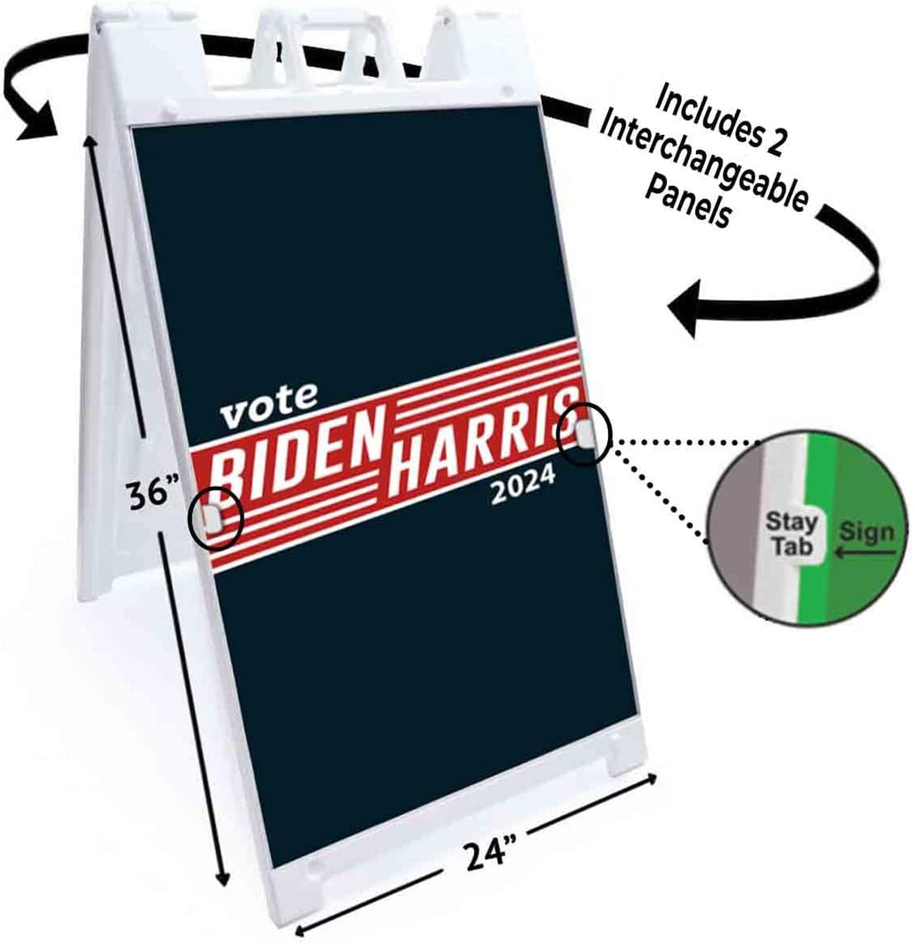 Biden Harris 2024 (24' X 36') Deluxe A-Frame Signicade, Includes 2 Removable Panels & Stand | Election, Political, Democrat, Vote