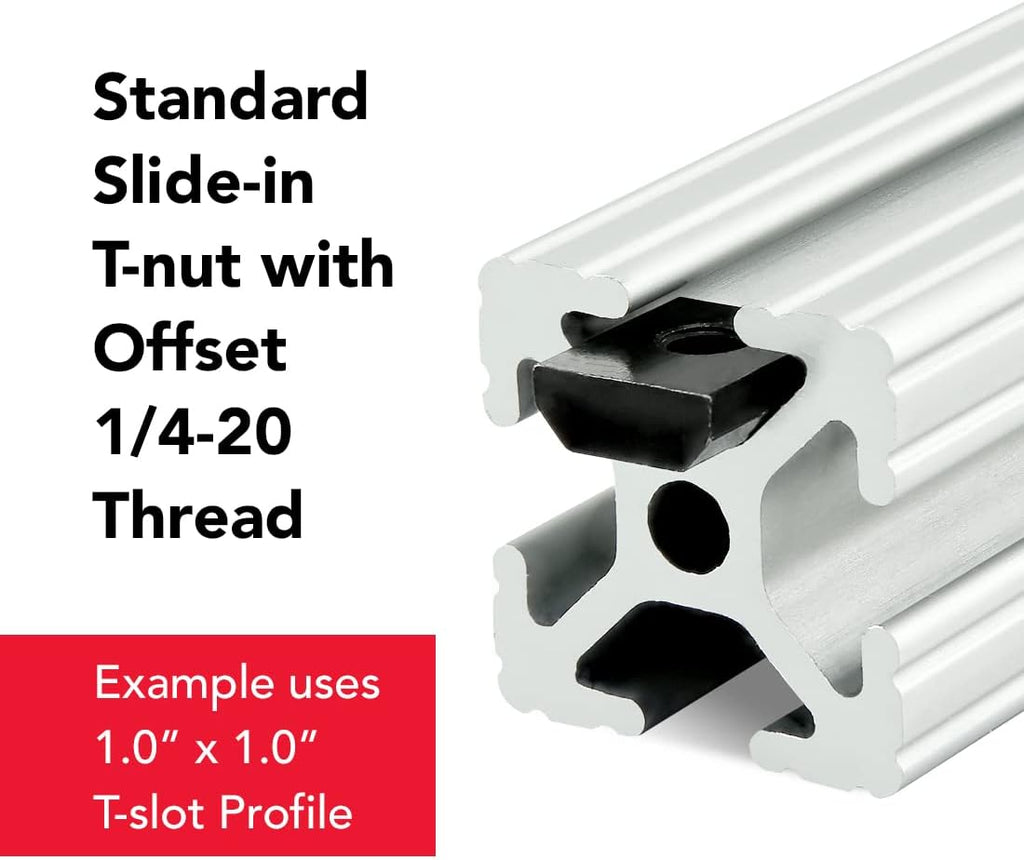 8020, 3204, 10 Series 1/4-20 Steel Standard Slide in T-Nut Nut Hardware for 1 Inch Based Extruded Aluminum 80/20 T Slot Extrusions (100 Pack)