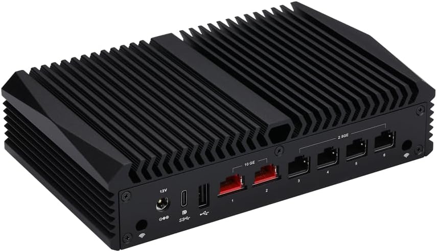 Qotom Firewall Hardware Q10932H6 Core i3-N305 Processor,up to 3.80 GHz 16G DDR5 RAM 512G M.2 SSD -4x2.5 Gigabit LAN,2x10 Gigabit LAN,Fanless,Win10/Linux 24/7