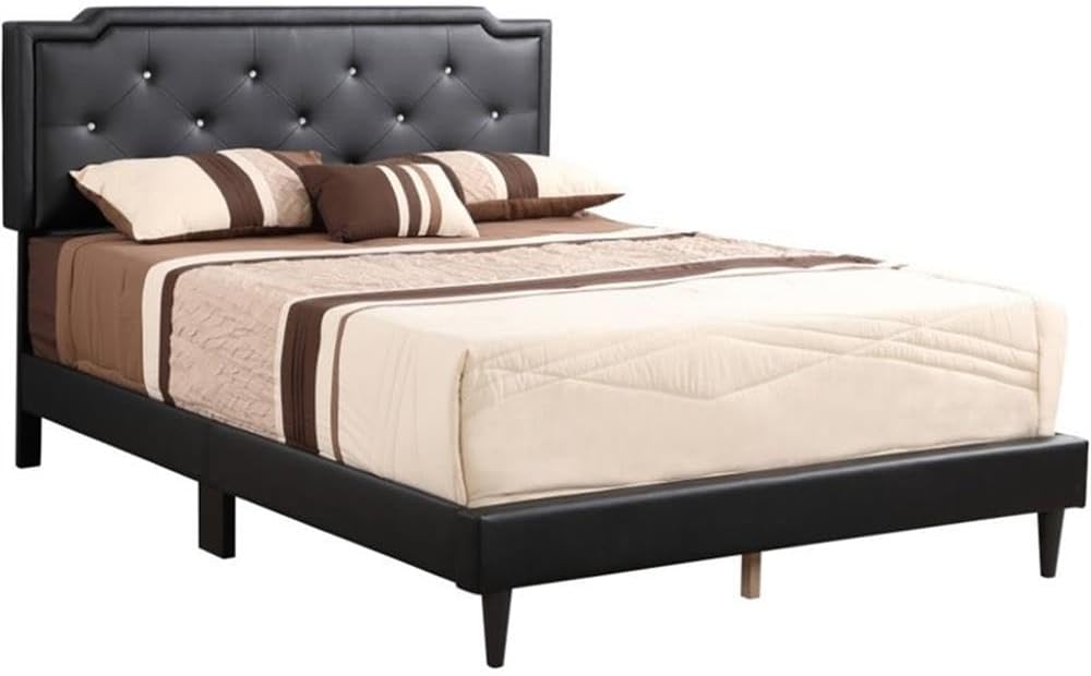 Glory Furniture Deb Velvet Upholstered Queen Bed in Black