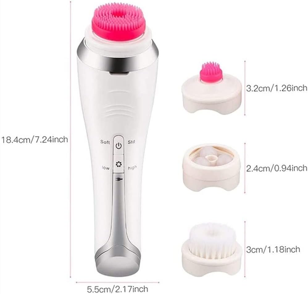 Facial Cleansing Brush, Waterproof Electric Face Cleansing Brush Device for Deep Cleaning, Gentle Exfoliating, Massaging, Rechargeable Silicone Skin Wash Machine (White)