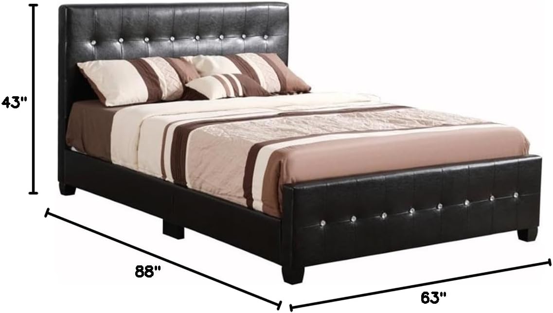Glory Furniture Diamond Faux Leather Upholstered Queen Bed in Black