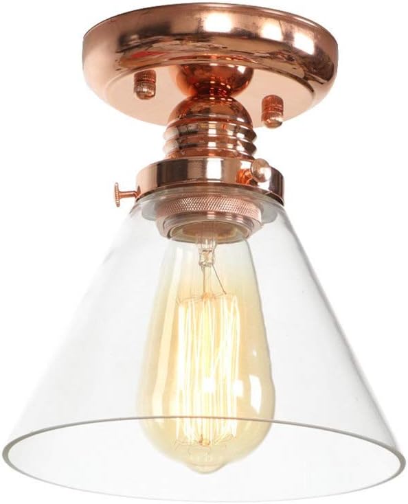 Slope Glass Rose Gold Loft V-intage Ceiling Lights Lamparas De Techo Lustre Luminaria Abajur Home Ceiling Lamp Lighting Industrial Living Room Lighting, Chandelier for Dining Room, Transparent
