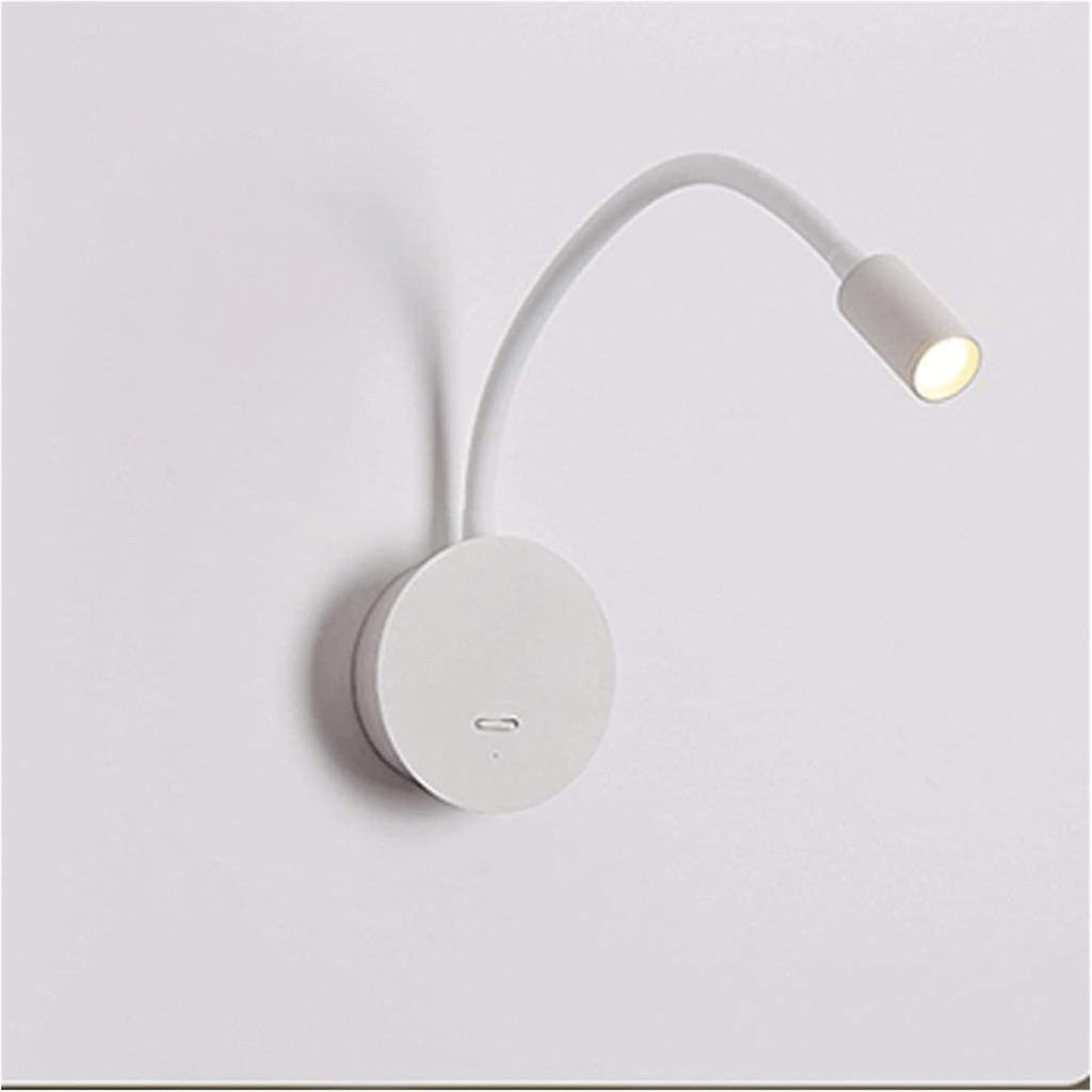 Wall Lamp Light Headboard Reading Lamp, Dimmable Bedside LED Book Light for Reading in Bed, No Drilling No Damage to Wall, Minimalist Flexible Gooseneck Spotlight Task Light With USB Charger Wall Ligh