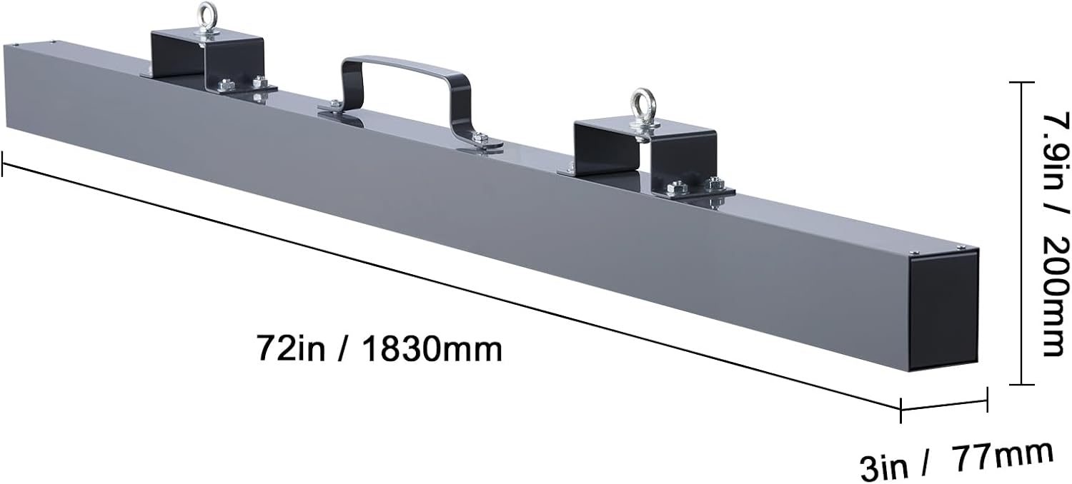 Happybuy 105lbs Hanging Magnetic Sweeper Pickup Tool, Nail Hang-Type Magnetic Forklift Sweeper, Industrial Grade Magnets Steel Material Hunting Accessories for Picking Up Bolts Nails Iron Chips Metals
