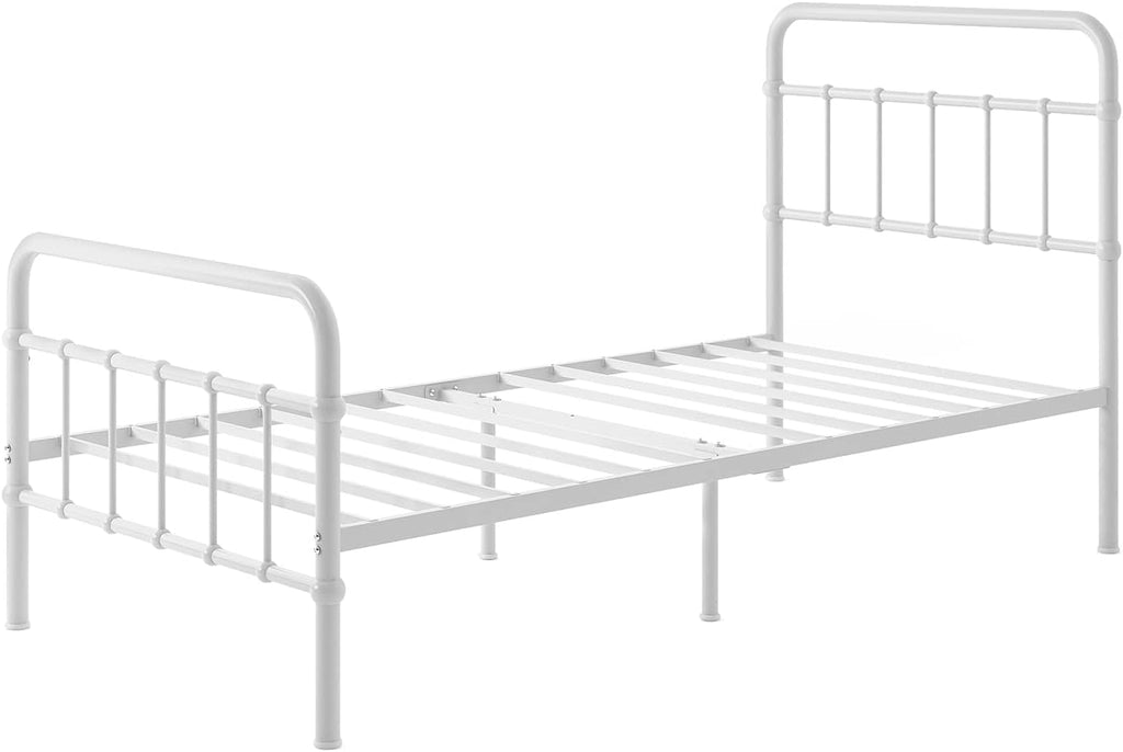 Zinus Florence Metal Platform Bed Frame, Mattress Foundation, No Box Spring Needed, Easy Assembly, White, Twin