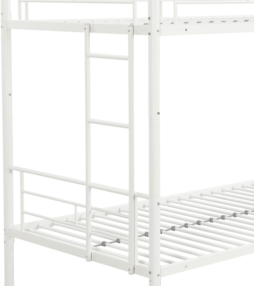 BUNK Bed Pink Twin Over Twin (White + Metal)