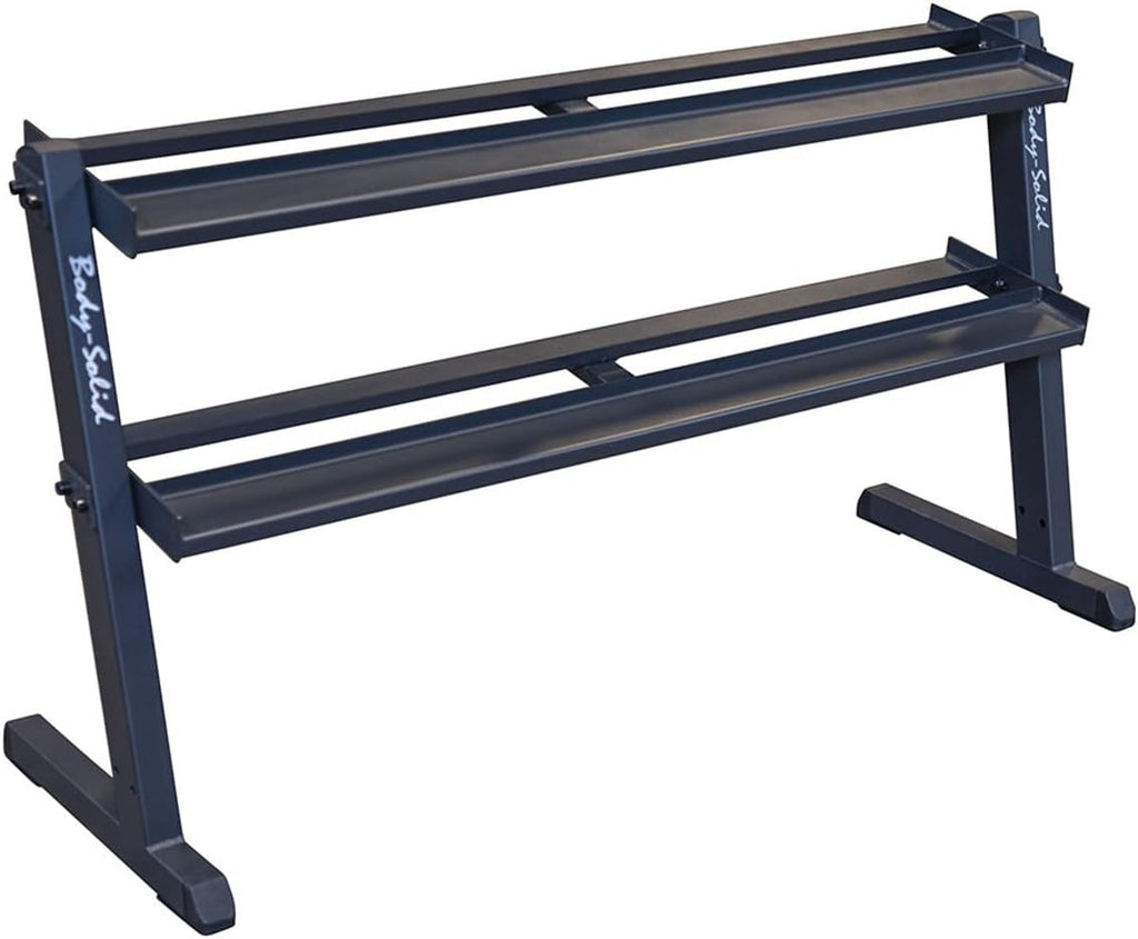 Body-Solid (GDR60B) 2-Tier Dumbbell Rack Stand Only, Heavy-Duty Dumbell Weight Storage Racks for Hand Weights, Home Gym Organizer Can Hold 5-50 lbs. Dumbbells