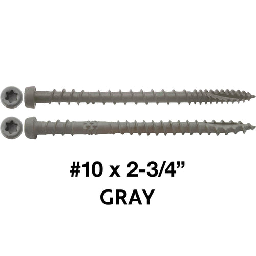10 x 2-3/4' Cape COD Gray Composite Decking Wood Screw Torx/Star Drive Head - Exterior Coated - AQC Lumber Compatible CASE Qty 42 Boxes 3,570 Screws