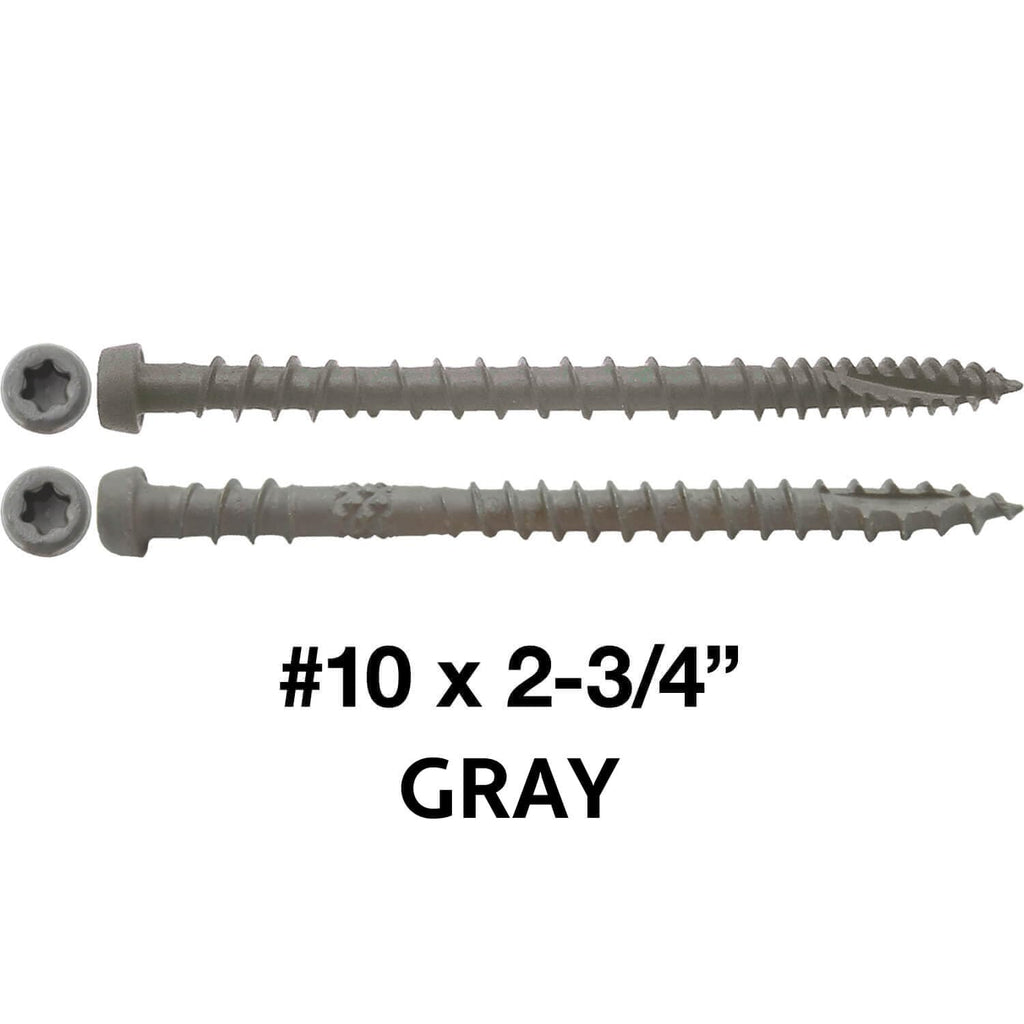 10 x 2-3/4' Cape COD Gray Composite Decking Wood Screw Torx/Star Drive Head - Exterior Coated - AQC Lumber Compatible - 5 Pound CASE - 3,870 Screws
