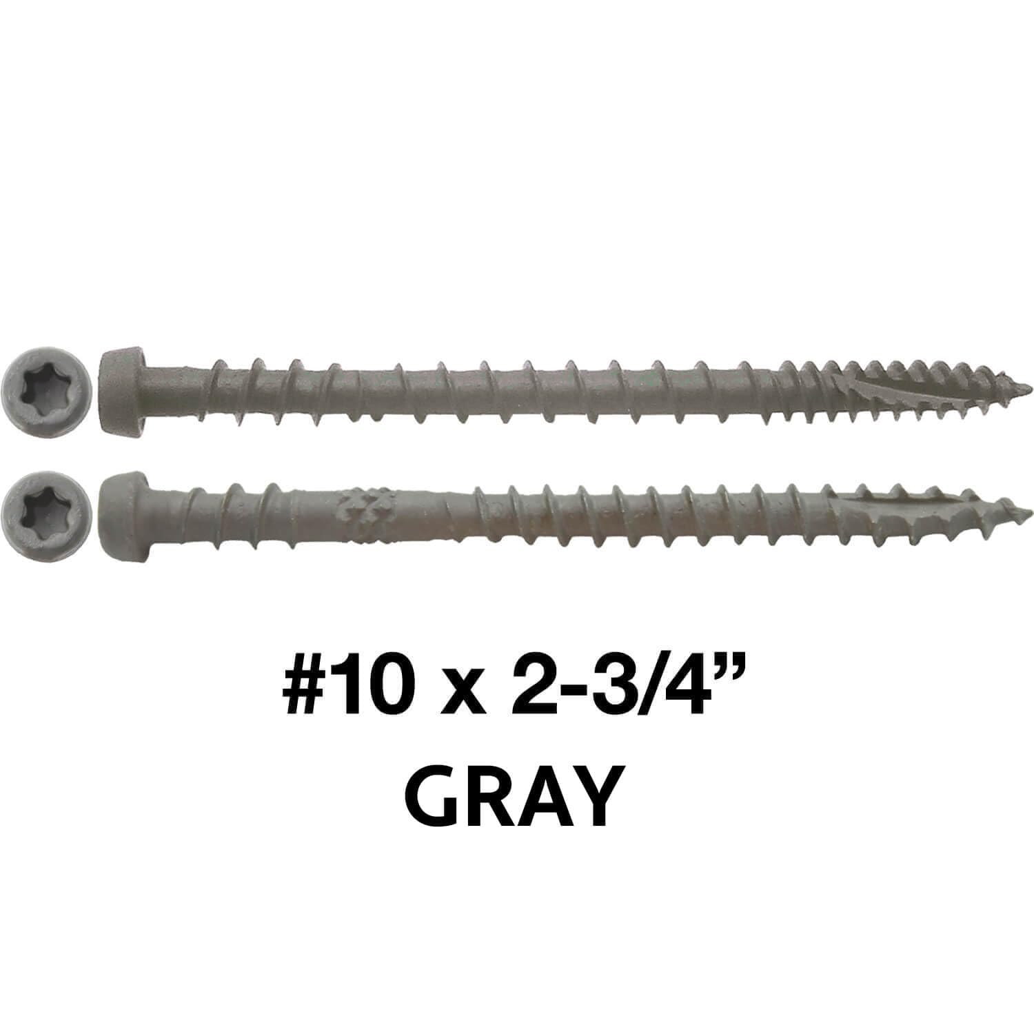 10 x 2-3/4' Cape COD Gray Composite Decking Wood Screw Torx/Star Drive Head - Exterior Coated - AQC Lumber Compatible - 5 Pound CASE - 3,870 Screws