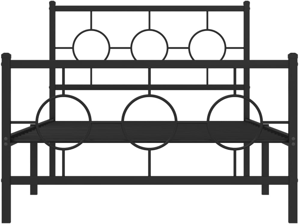 Metal Bed Frame with Footboard Queen Size Platform Bed Frame Black 39.4'x78.7' Sturdy Steel Construction Underbed Storage Space for Bedroom Furniture